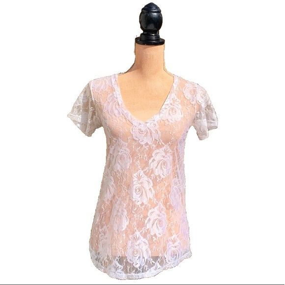 ☀️4/25 Sheer Floral Print S/S Shirt